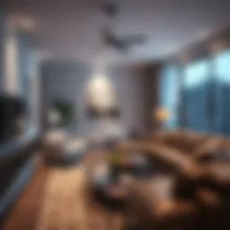 Interior view of a modern living room showcasing potential home aesthetics