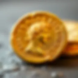 A close-up view of a classic gold coin from the Roman Empire showcasing intricate designs.