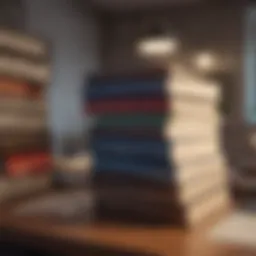 An array of corporation tax books on a desk
