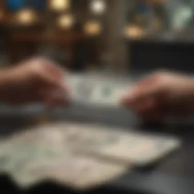 Currency Exchange at a Bureau for Travelers Traveler exchanging currency at a foreign exchange bureau