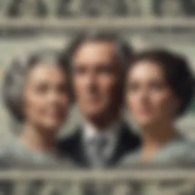 Key figures depicted on old US bills