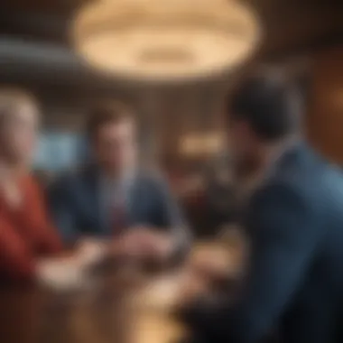 Client Engagement in Modern Banking A financial advisor engaging with clients in a contemporary banking environment.