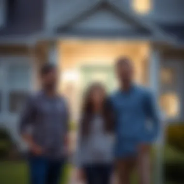 A satisfied family standing in front of their home