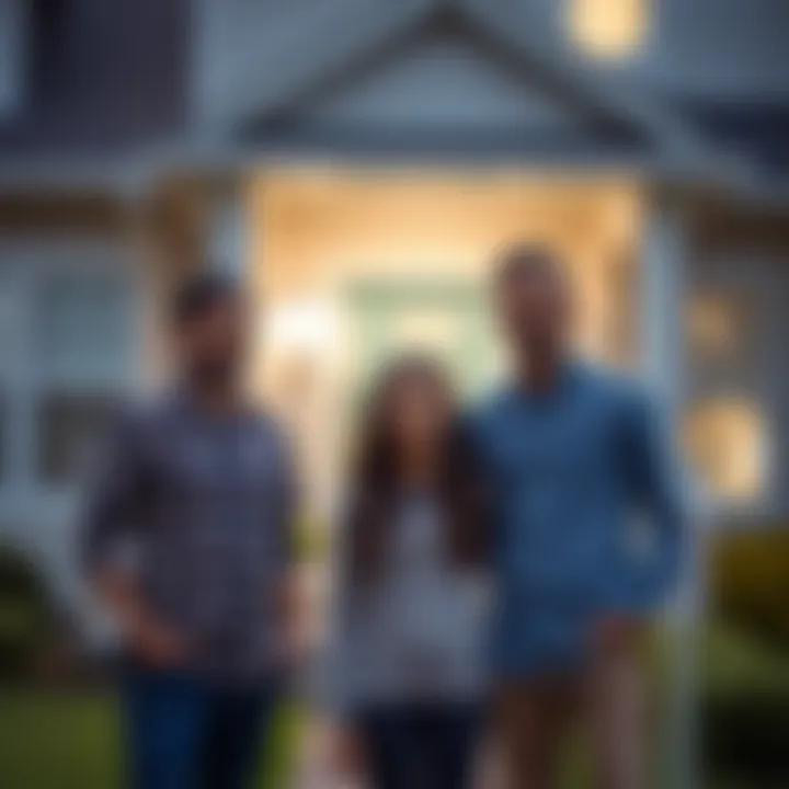 A satisfied family standing in front of their home