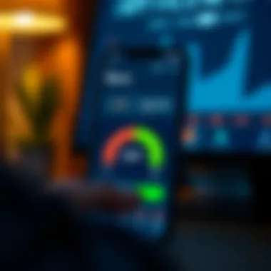 User interface of My FICO app showcasing credit score