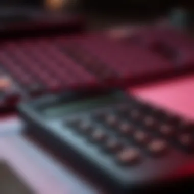 Visual representation of a calculator with financial data