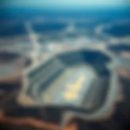 Aerial view of a mining site showing land disruption