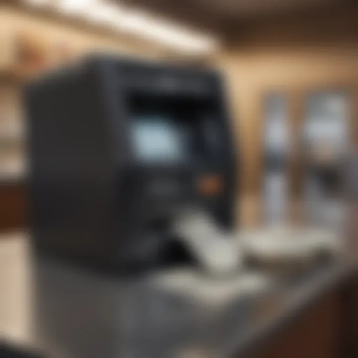 A detailed view of a cash deposit at a bank branch