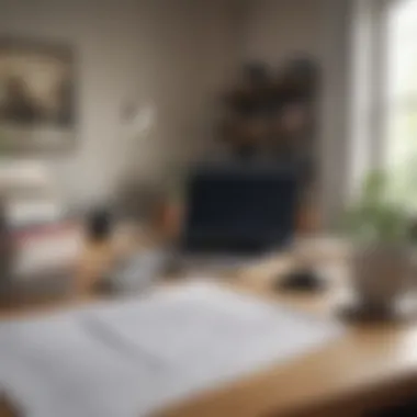 The Environment of a Private Bookkeeper A serene workspace showcasing a desk with financial documents and a laptop.